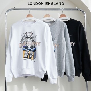 [BURBERRY] 버버리 남여공용 스트릿 체크 레터링 크루넥 맨투맨 티셔츠
