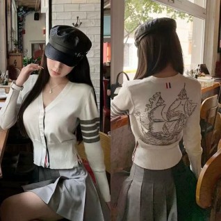톰브라운 4바 요트빈티지 울 가디건