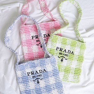 [PRADA] 프라다 라피아 크로쉐 크로스백