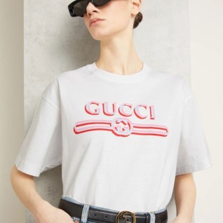 [GUCCI] 구찌 GG 이니셜 프린티드 저지 반팔 티셔츠