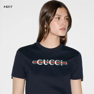 [GUCCI] 구찌 GG 이니셜 프린티드 삼선 저지 반팔 티셔츠